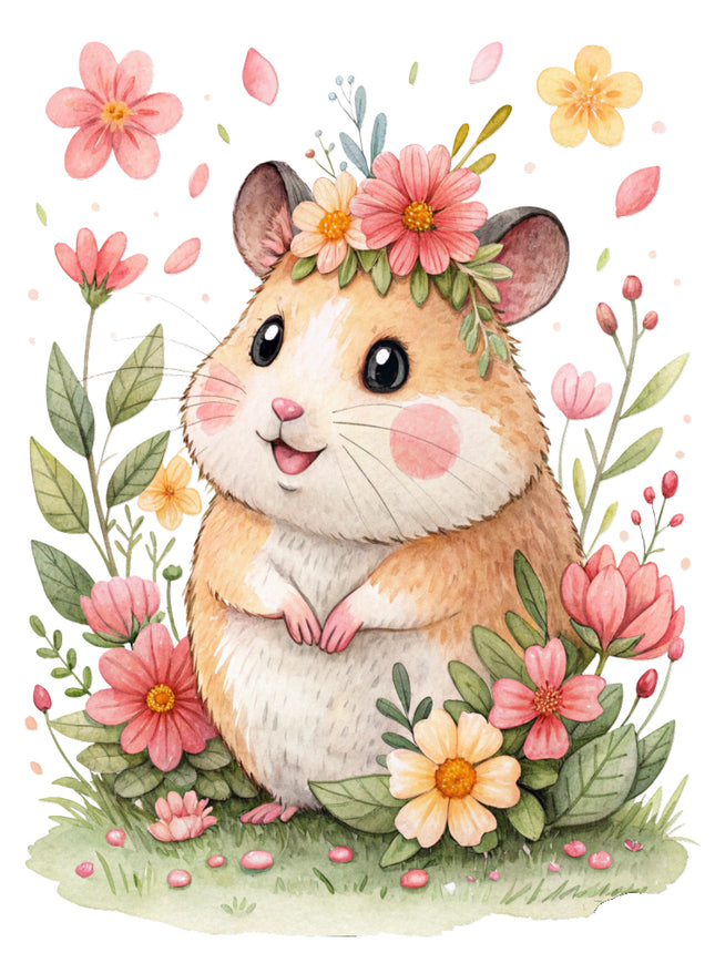 floral hamster fabric panel