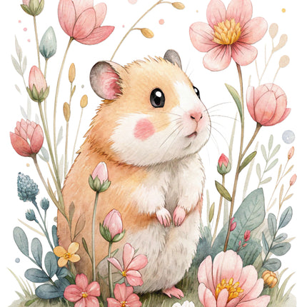 floral hamster fabric panel