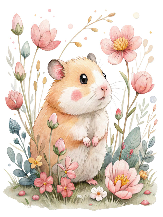 floral hamster fabric panel