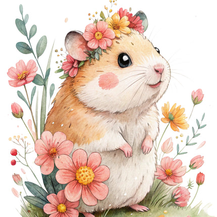 floral hamster fabric panel
