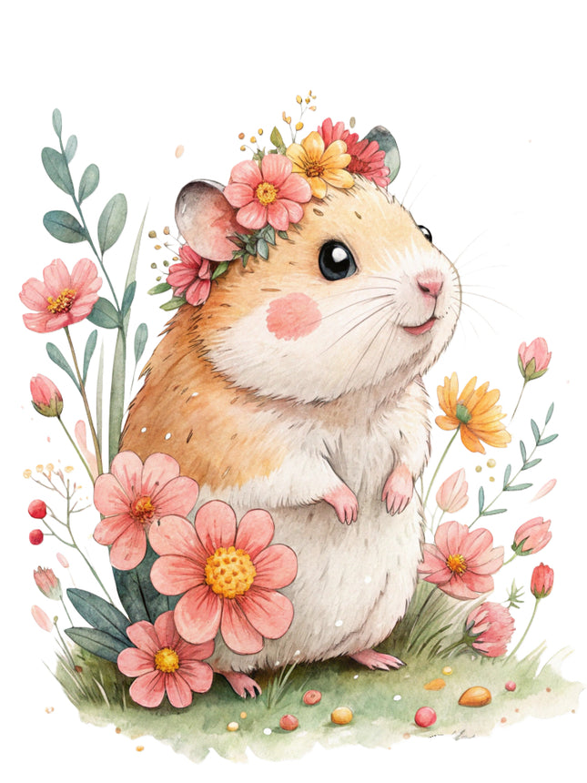floral hamster fabric panel
