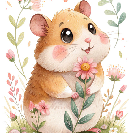 floral hamster fabric panel
