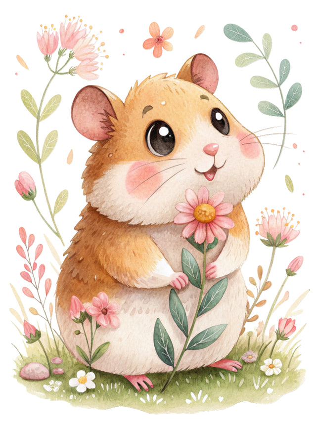 floral hamster fabric panel