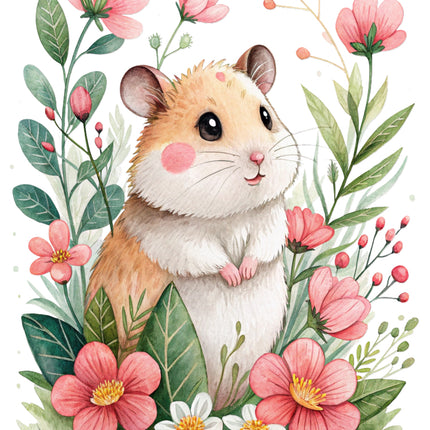 floral hamster fabric panel