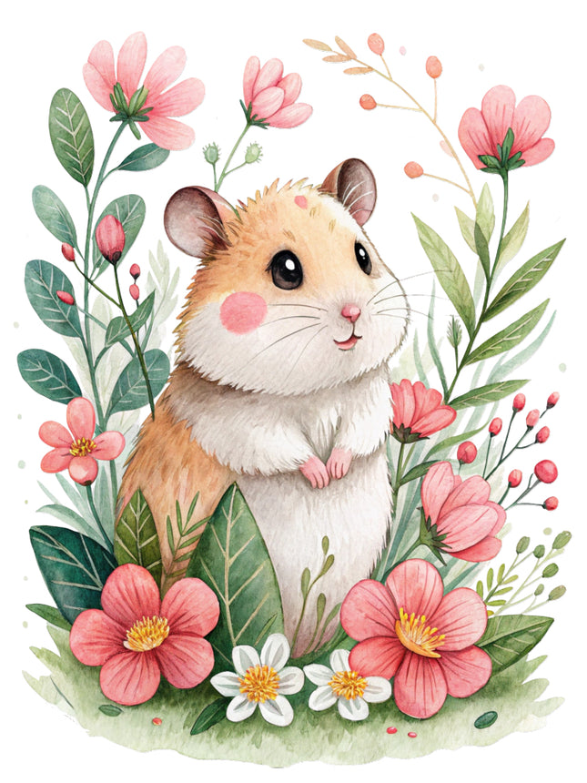 floral hamster fabric panel