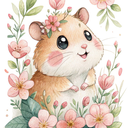 floral hamster fabric panel