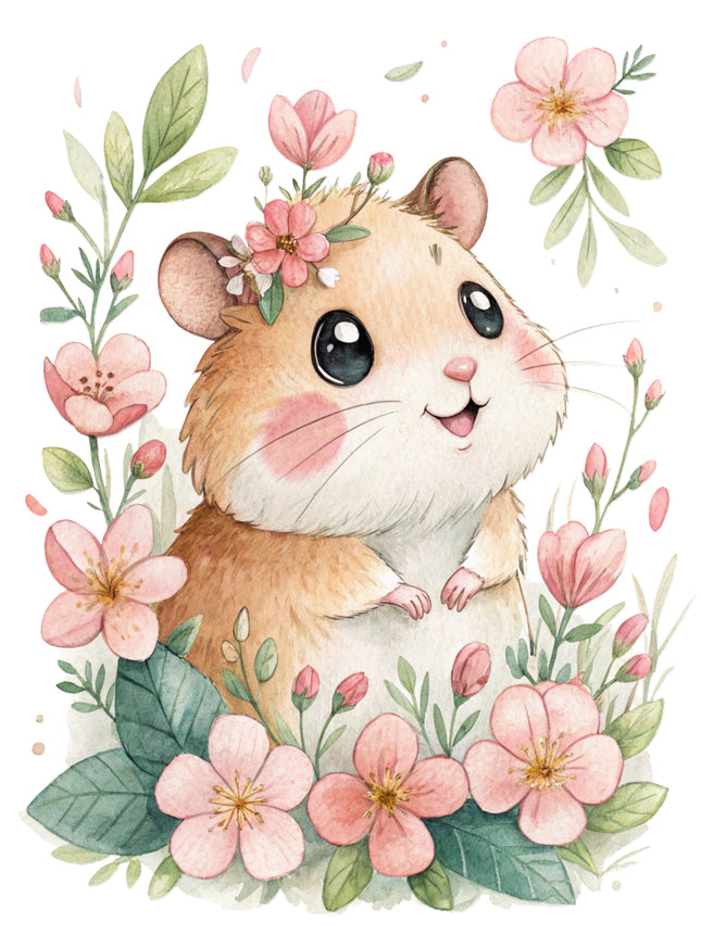 floral hamster fabric panel