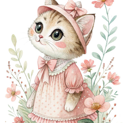 Victorian cat fabric panel