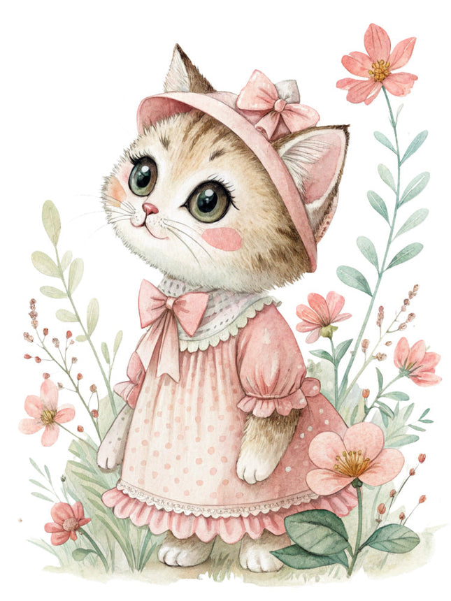 Victorian cat fabric panel