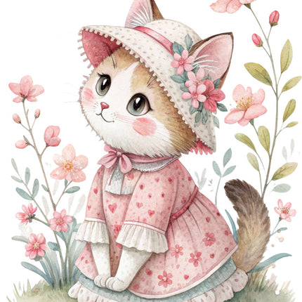 Victorian cat fabric panel
