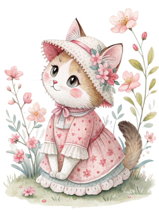 Victorian cat fabric panel