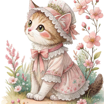 Victorian cat quilt block