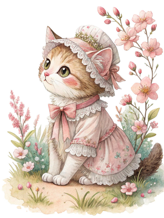 Victorian cat quilt block