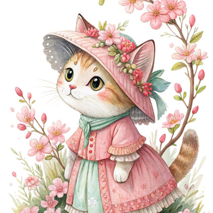 Victorian cat fabric panel