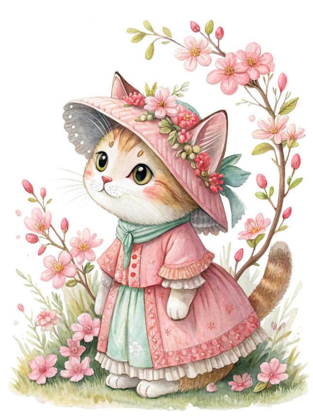 Victorian cat fabric panel