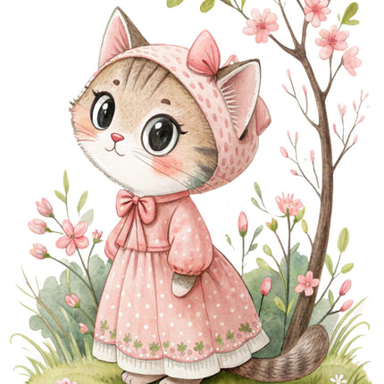 Victorian cat fabric panel