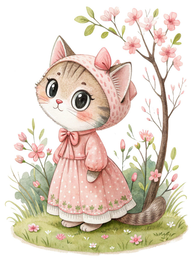 Victorian cat fabric panel
