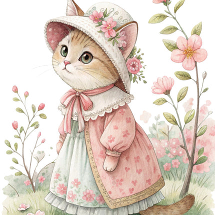 Victorian cat quilt block