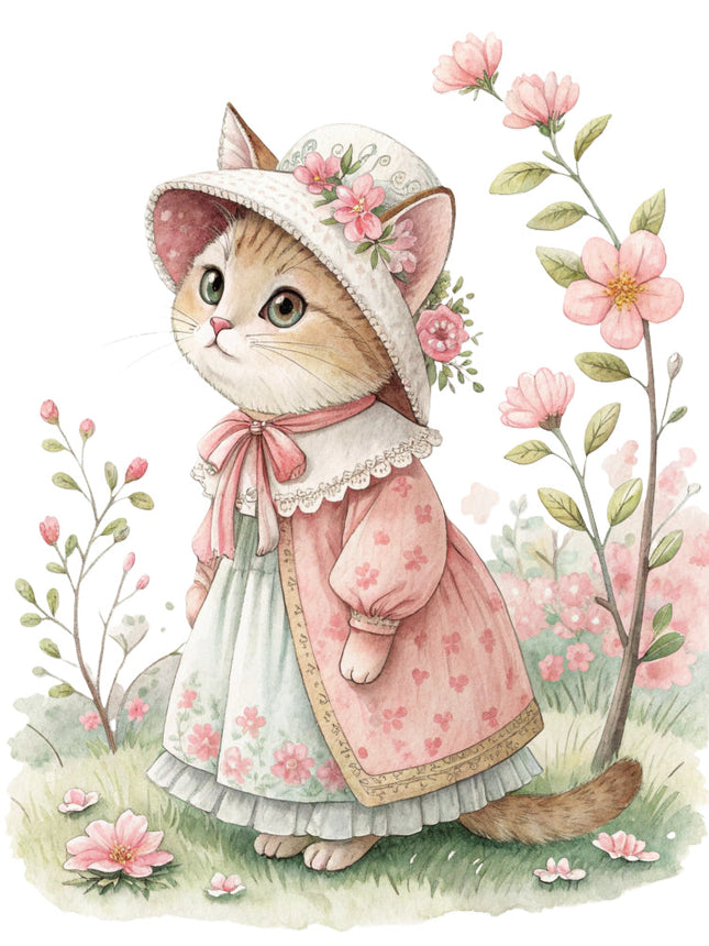 Victorian cat quilt block