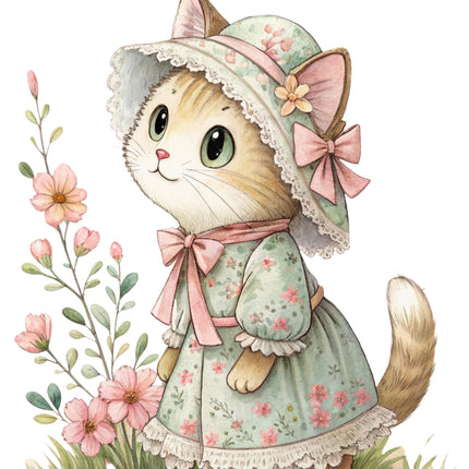 Victorian cat quilt block