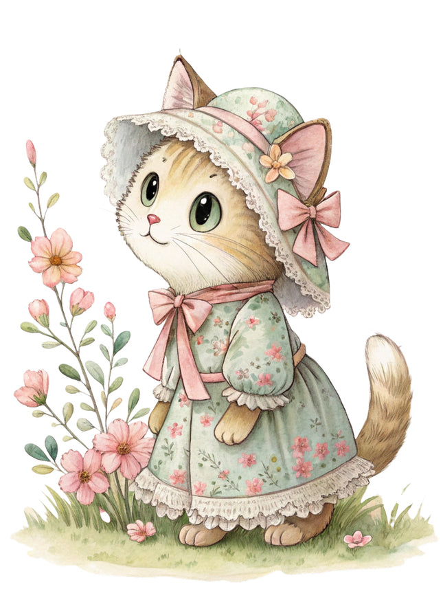 Victorian cat quilt block