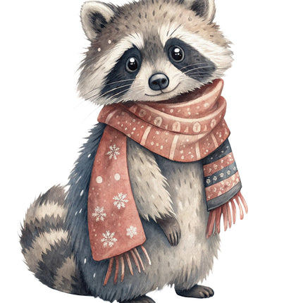 snowy raccoon quilt block