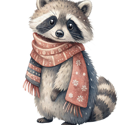 winter raccoon quilt block