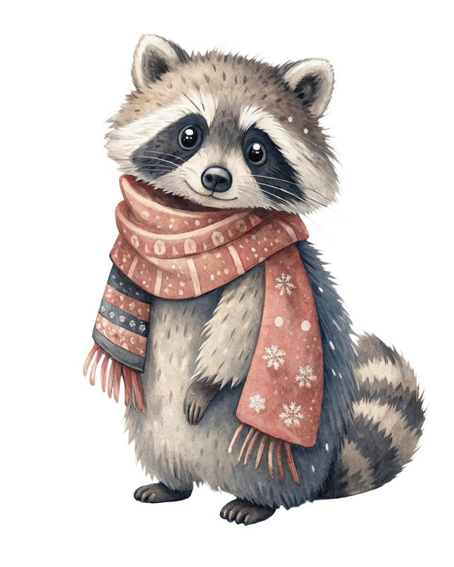 winter raccoon quilt block