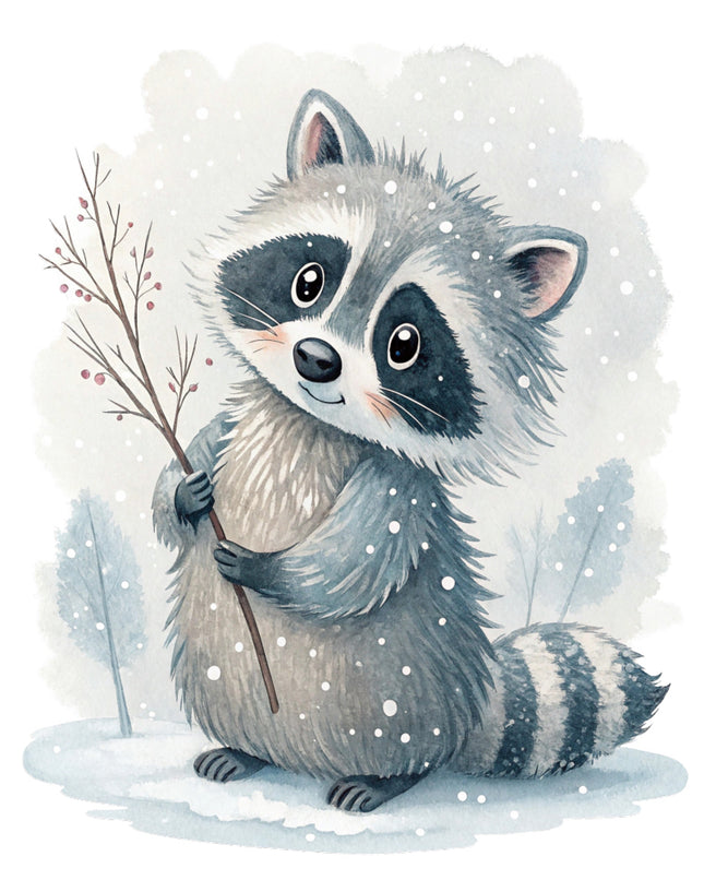 winter raccoon quilt block