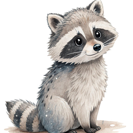 snowy raccoon quilt block