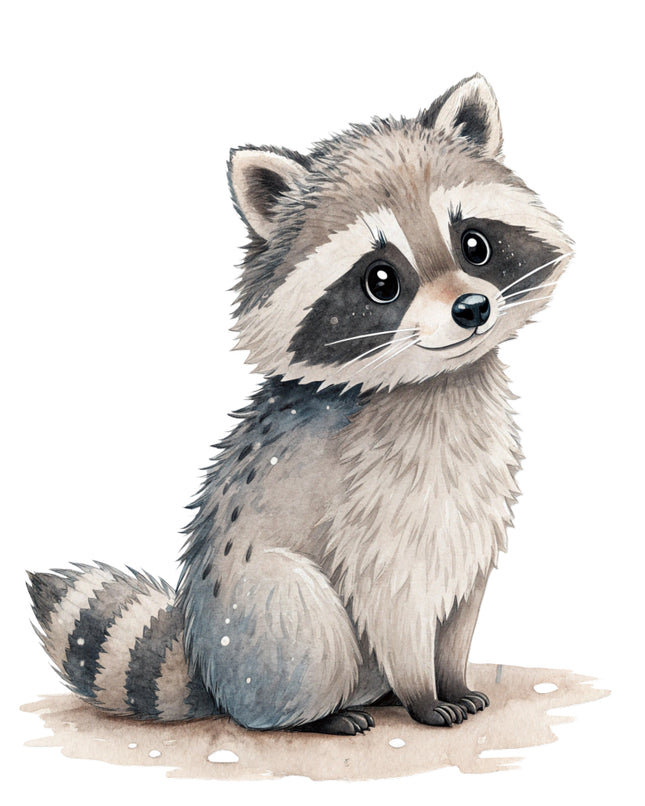 snowy raccoon quilt block