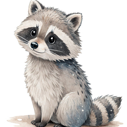 winter raccoon fabric panel