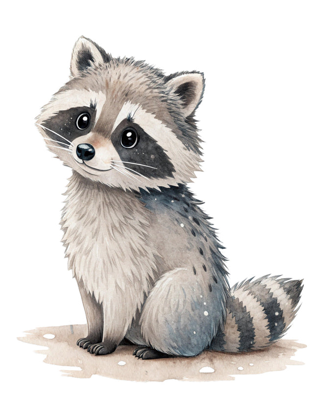 winter raccoon fabric panel