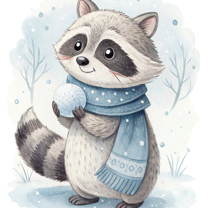 winter raccoon quilt block