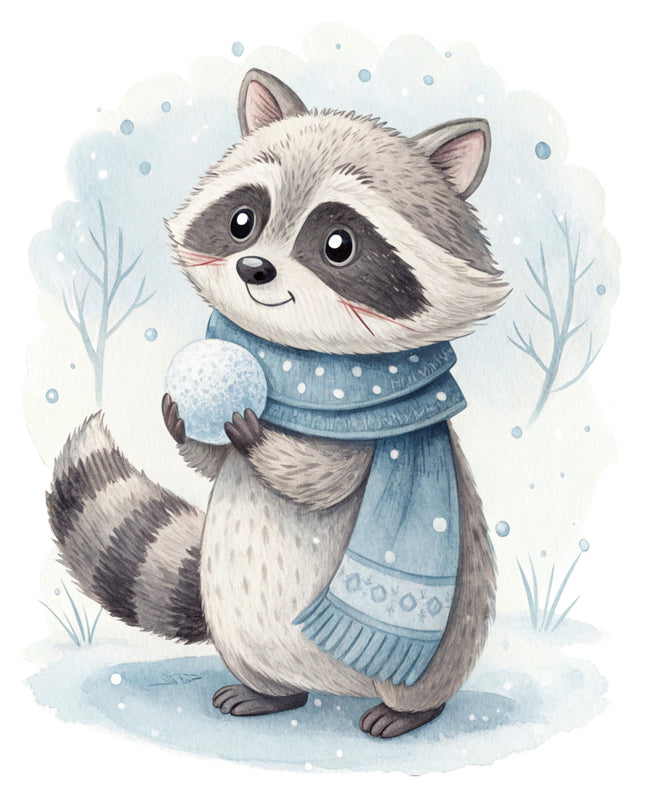 winter raccoon quilt block