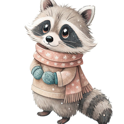winter raccoon quilt block