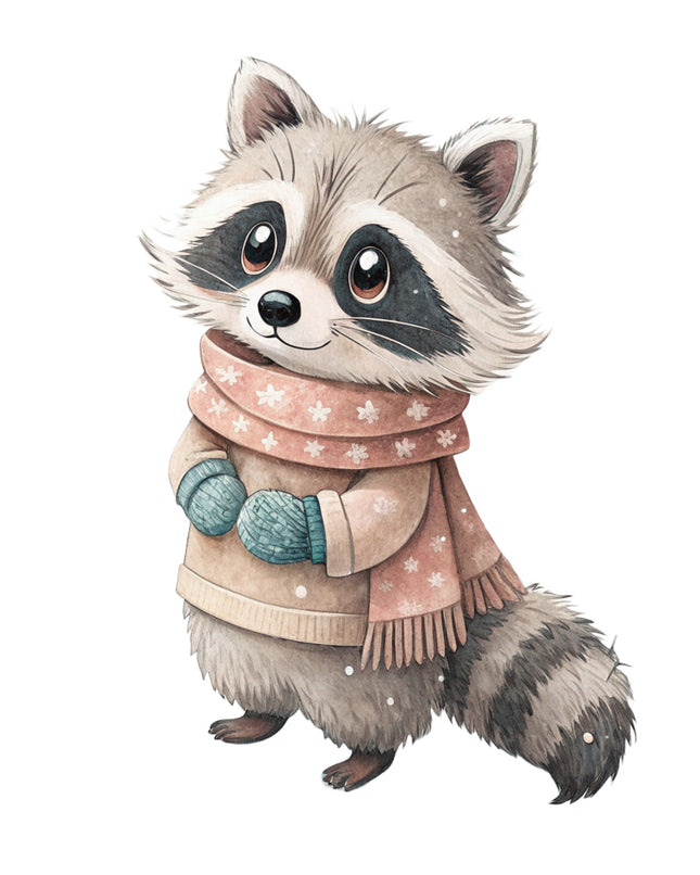 winter raccoon quilt block