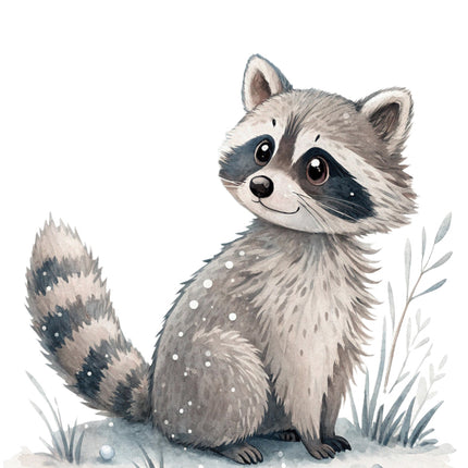 winter raccoon quilt block