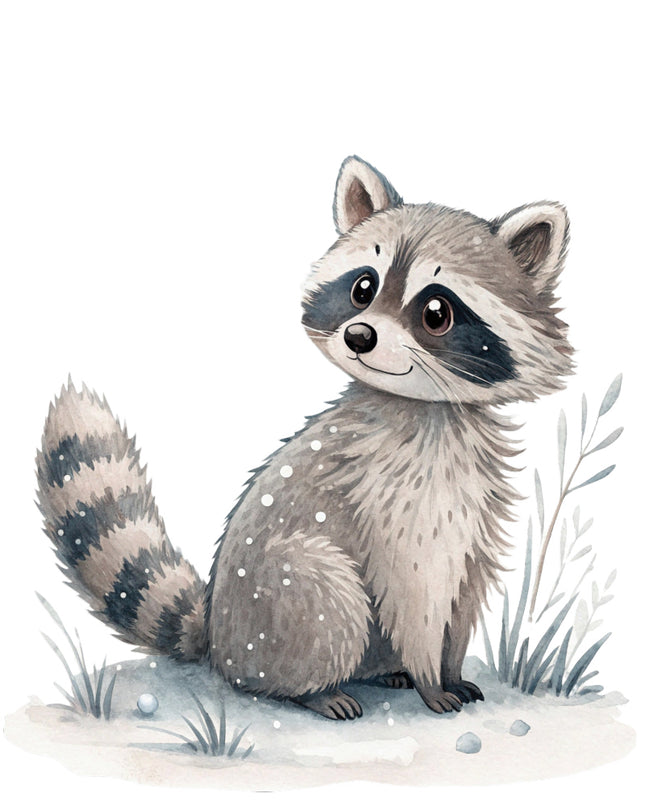 winter raccoon quilt block