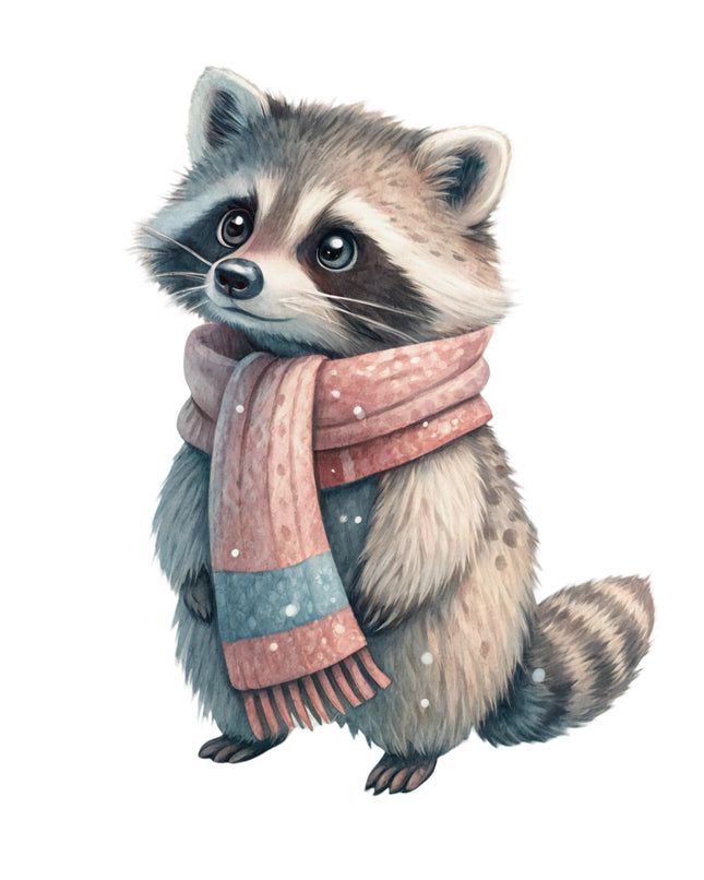 raccoon wearing a scarf quilt block
