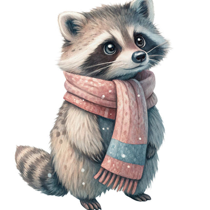 winter raccoon quilt block