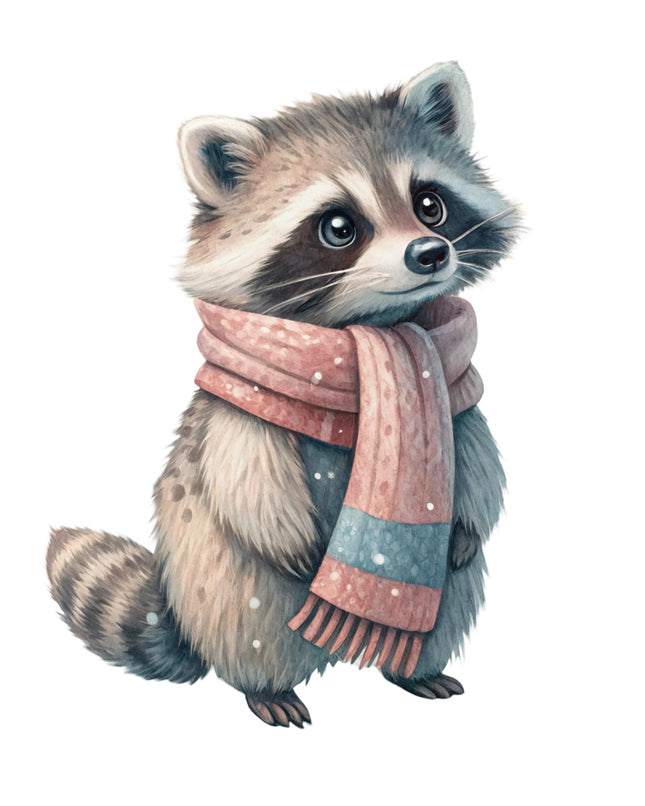 winter raccoon quilt block