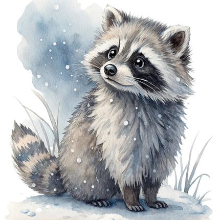 winter raccoon quilt block