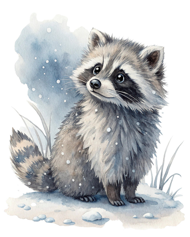 winter raccoon quilt block