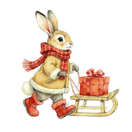 festive winter rabbit quilt block