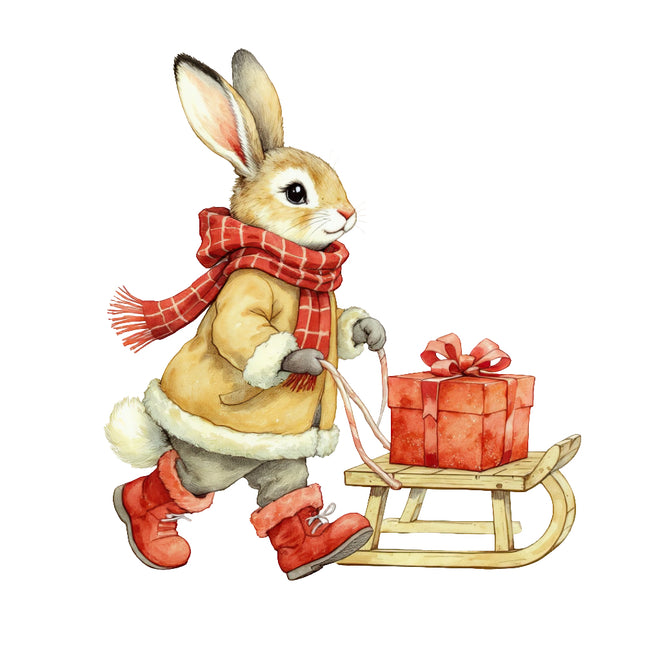 festive winter rabbit quilt block