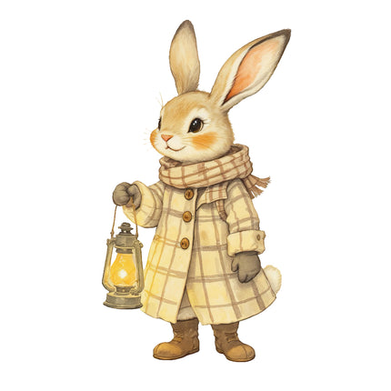 winter rabbit quilt block