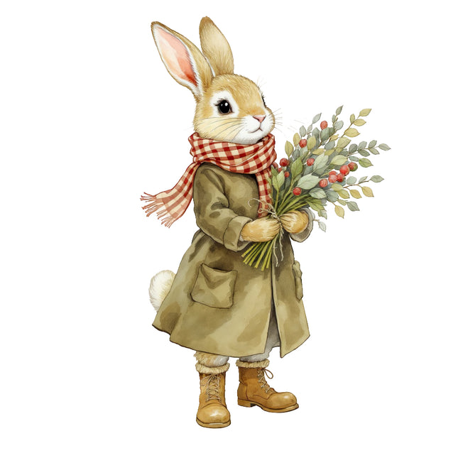 winter rabbit quilt block