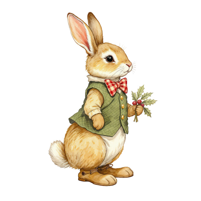 festive winter rabbit quilt block