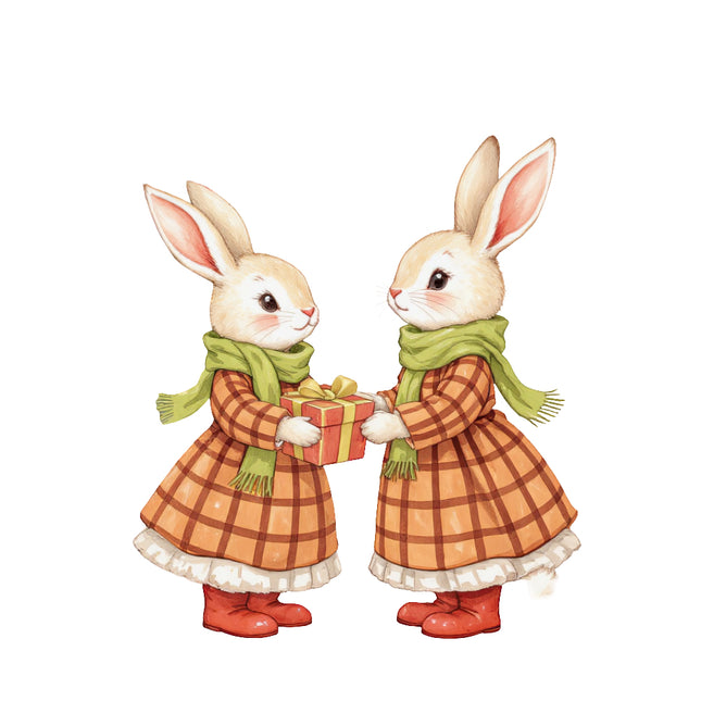  winter bunnies fabric panel